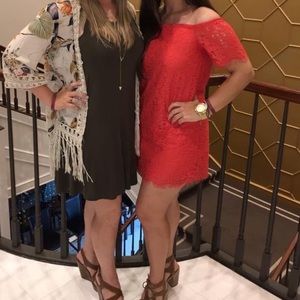 Red Lace Off the Shoulder dress